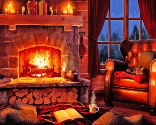 Cozy Fireplace Diamond Painting