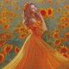 Girl In Yellow Flowers Field Diamond Painting