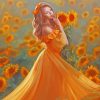 Girl In Yellow Flowers Field Diamond Painting