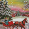 Horse With Sleigh Diamond Painting