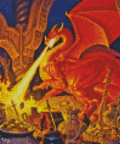 Orange Mystical Dragon Diamond Painting