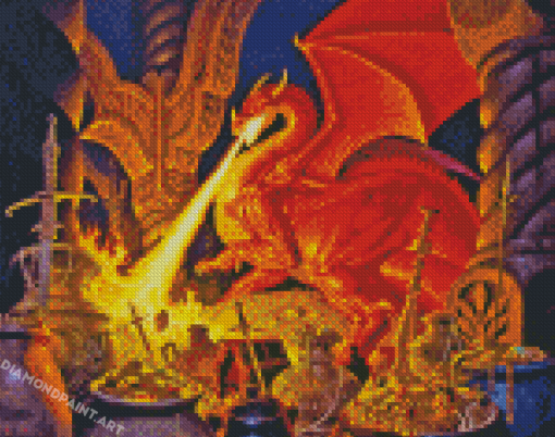 Orange Mystical Dragon Diamond Painting