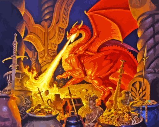 Orange Mystical Dragon Diamond Painting