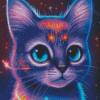 Purple Neon Cat Diamond Painting