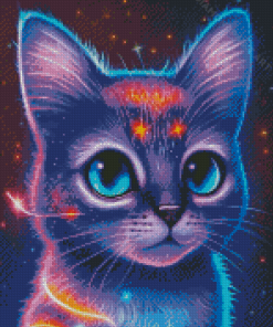 Purple Neon Cat Diamond Painting