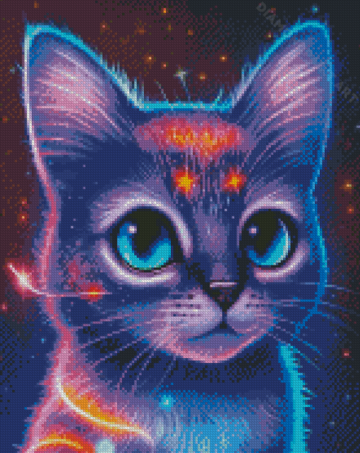 Purple Neon Cat Diamond Painting