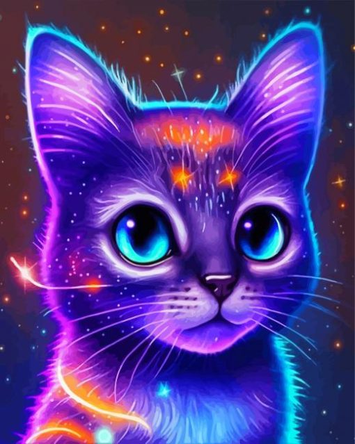 Purple Neon Cat Diamond Painting