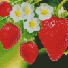 Strawberry Fruits With Flowers Diamond Painting