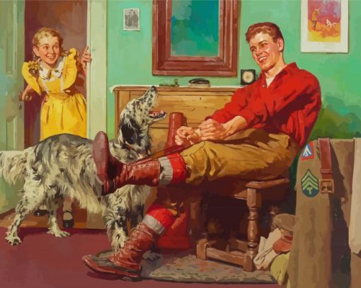 The Happy Dog Harold Anderson Diamond Painting