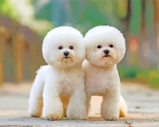 White Fluffy Dogs Diamond Painting