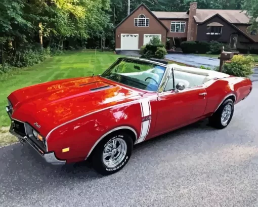 68 Olds 442 Convertible Red Diamond Painting