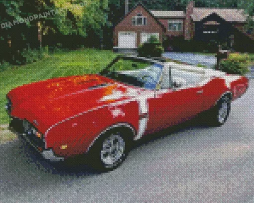 68 Olds 442 Convertible Red Diamond Painting