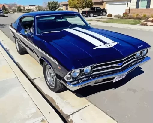 Blue And White 1969 Chevrolet Chevelle Diamond Paintings